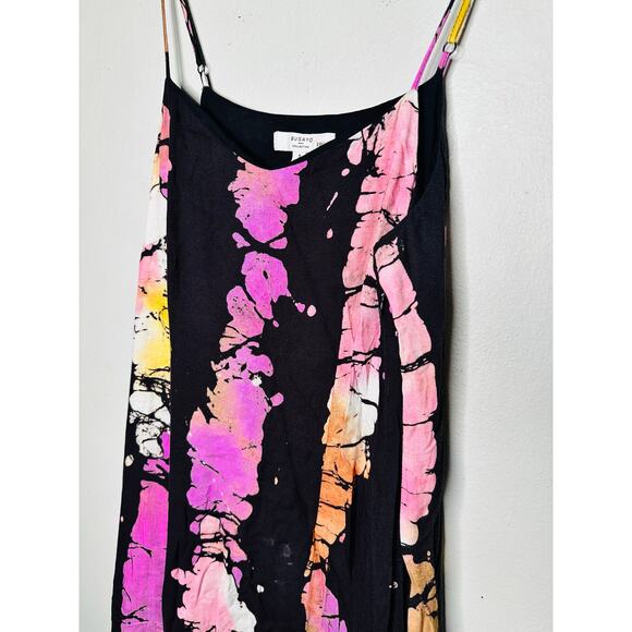 BUSAYO COLLECTIVE Black Pink Tie-Dye V-Neck Slip Style Dress Size Small - Picture 9 of 11